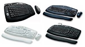 de gauche  droite et de haut en bas : Logitech Cordless Desktop LX300/LX500/LX501 & Media Keyboard